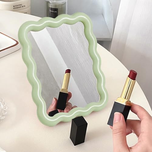 Wave Table Desk Vanity Makeup Mirror Small Make Up Office Mirror Green - Image 4