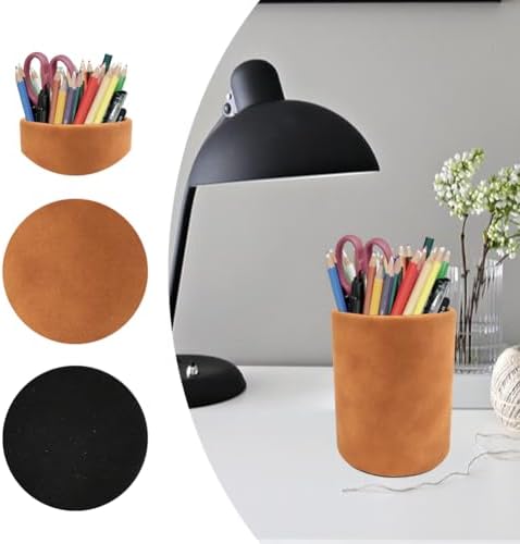 PU Leather Pen Holder Desk 3.94-inch Tall Pencil Cup Organizer - Image 4