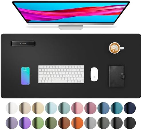 Aothia Non-Slip Waterproof PU Leather Desk Pad Protector for Mouse, Writing Desk, Office, Home, Laptop Blotter, 23.6" x 13.7", Black by AothiaSimpleNaturalUnique