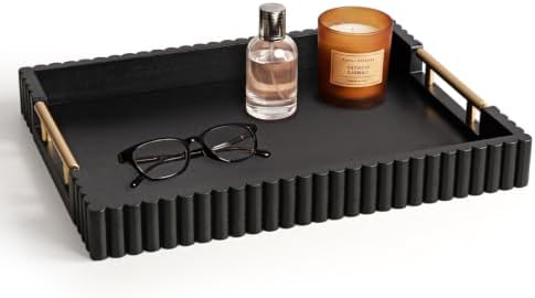 Serving Tray for Coffee Table Decor, 16.7" Decorative Ottoman Tray, Black by Cathyeen