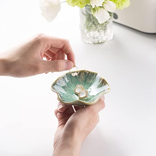 Mecaikru Ceramic Ring Dish, Flower Jewelry Tray with Kiln Glaze Finish - Image 3
