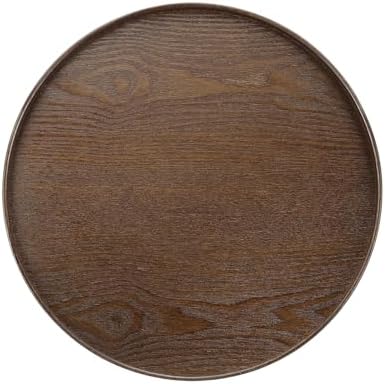 Wooden Serving Tray Round Wood Serving Tray Decorative Platter, 15.2 Inch Fit for Home Decor Kitchen Coffee Table Candle Holder, (Brown) by YELARXI