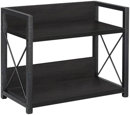 Office Desk Shelf Organizer, Wood Desktop Bookshelf Supplies Storage Rack, Shelf for Top of Desk and Dresser and Cubicle Decor Aesthetic Bookshelf (Black, Small 12.9" Lx6.3 Wx10.2 H) by Janebert
