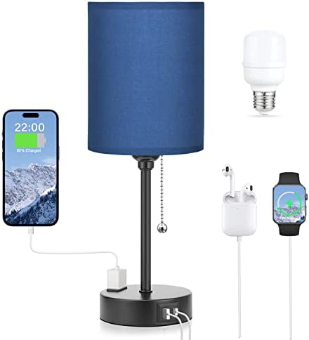 Small Bedside Table Lamp for Bedroom - Desk Lamp with USB Ports for Dorm by DicooolDirect