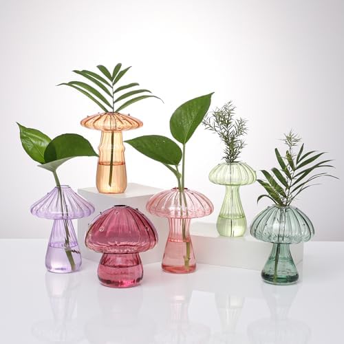 Mushroom Glass Propagation Terrarium Vases for Plants Set Colored of 6 by YAMAYACOLTDBROPGOD