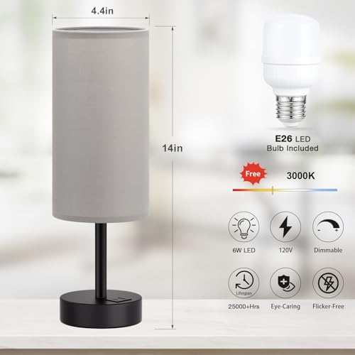 Dicoool Bedside Table Lamp for Bedroom - 3-Way Dimmable Touch Lamp, USB A+C - Image 5