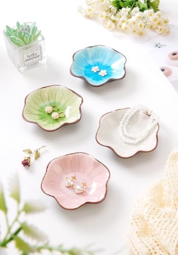 JAMEND CLXP Ice Cracking Leaf Jewelry Dish, Decorative Ring Holder Small Trinket Tray Bowl, Gifts for Daughter Mom Friends, Grass Green. - Image 4