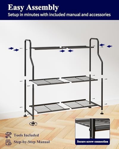 Kitsure Metal Plant Stand Indoor & Outdoor, 27" Wide - 3 Tier, Black - Image 6