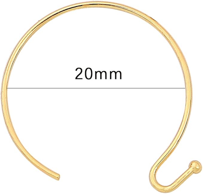 18K Gold Plated Earring Hooks Round 20mm 40pcs for Jewelry Making Findings