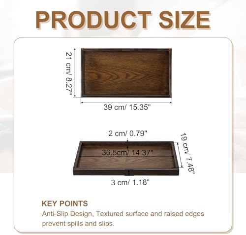Wooden Serving Tray Rectangular Wood Serving Tray Decorative Platter, 15.4x8.3 Inch Fit for Home Decor Kitchen Coffee Table Candle Holder, (Brown) - Image 2