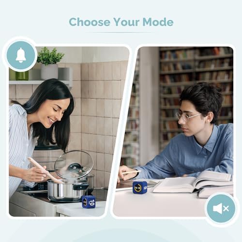 KADAMS Timer Pomodoro - Productivity Pomodoro Cube, 5/10/25/50 Min Countdown & Countup, Silent – for Work Study Workout Kitchen School Classroom Office ADHD Gift Kids (1, Navy Blue) - Image 4