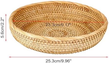 Hipiwe 9.9" Round Key Basket Bowl for Entryway Table Handwven Rattan Tray - Image 7
