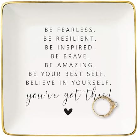 Inspirational Quotes Gifts for Best Friend,Woman-Affirmations Reminder Present-Positive Motivational Present,Christmas Gifts-Jewelry Tray Trinket Holder Ring Dish-Believe In Yourself,You've God This by NZY