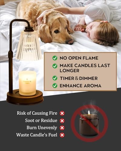 Candle Warmer Lamp With Timer Dimmable Crystal Vertical Stripe, Birthday Gifts for Women Mom, Adjustable Candle Warmer with 2 Bulbs, Christmas Black Candle Lamp for Jar Scented Candles, Home Decor - Image 6
