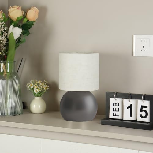 Modern Small Table Lamp Set of 2, Minimalist Nightstand Bedside Lamps with One-Button Inline Switch, 6.2×6.2×10.4 Inch Desk Light for Bedroom, Living Room,Including Light Bulb（Grey） - Image 6