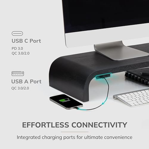 Anji Mountain Monitor Stand for Desk - Desktop Organizer & Laptop Riser, Ergonomic Monitor Riser, Space-Saving, Durable, Easy Assembly & Ideal for Home & Office, Black, Power Edition - Image 3