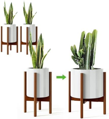 MUDEELA Plant Stand for Indoor, Bamboo Material, Dark Brown, 14.5 Inch Tall by MUDEELA