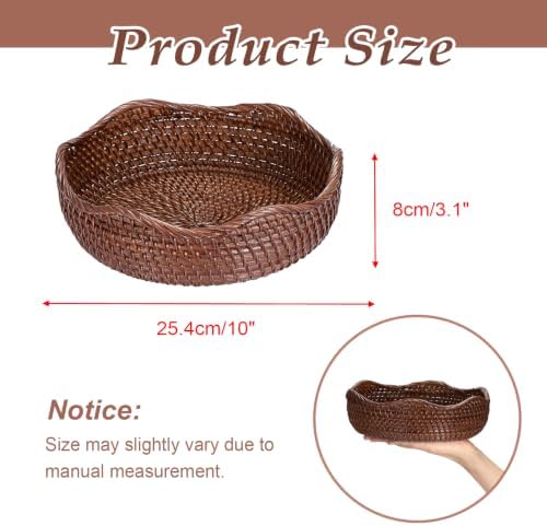 Hipiwe 10" Round Key Tray for Entryway Table Handwoven Wicker Basket Bowl - Image 3