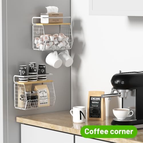 Ofiray-home Magnetic Shelf for Fridge with Wood Lid, Fruit Potato and Onion Storage Bins, Pantry Organizers & Storage, Large Container Magnetic Spice Rack for Refrigerator, Kitchen Counter (White, 1) - Image 3