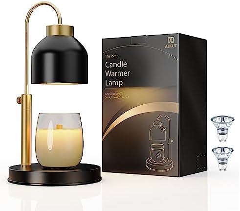 AIKUT Candle Warmer Lamp, 2 Bulbs, Timer & Dimmer, Height Adjustable, Compatible with Large Yankee Candle Jars, 3 Wick Candles, 110-120v, Black by AIKUT
