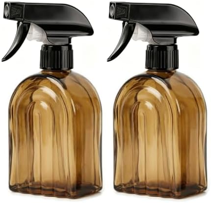 Amber Glass Plant Mister Spray Bottles, 13.5oz Adjustable Nozzle, 2 Pack by ESSGUO