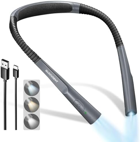 Glocusent Upgraded LED Neck Reading Light, Book Light for Reading in Bed by GLOCUSENT