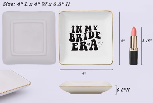 NZY Engagement Gifts for Women,Bridal Shower Gifts-Wedding Present for Bridal-Bachelorette Party Present for Bride,Friend,Fiancee,Wifey,Ceramic Jewelry Tray Trinket Holder Ring Dish-in My Bride Era - Image 5