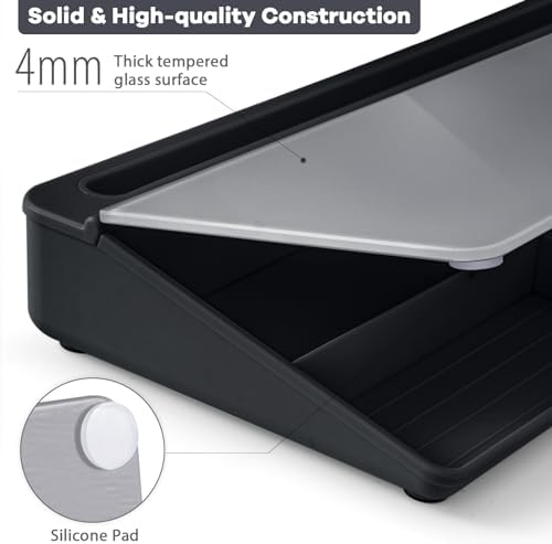 Varhomax Glass Desk Whiteboard with Storage, Desktop Organizer - Image 4