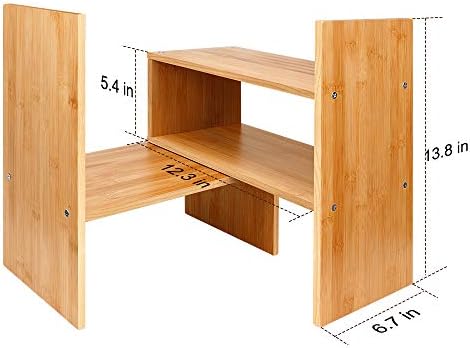 Sorfity Adjustable Desktop Bookshelf, Desk Organizer Display Shelf Counter Top Bookcase Free Style Display Shelf Rack Office Supplies Storage Shelf Book Multipurpose Bookshelf for Office Kitchen - Image 5