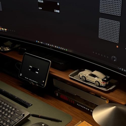 Raico Desk Cockpit Shelf Monitor Stand System Dual Screen Setup Wood Large Desk Accessory Organizer Unit (Walnut, Medium v2 | 36 Inches) - Image 6