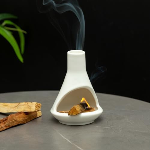 Modern Ceramic Palo Santo Holder & Burner –Mini Chiminea for Cone & Candle - Image 3