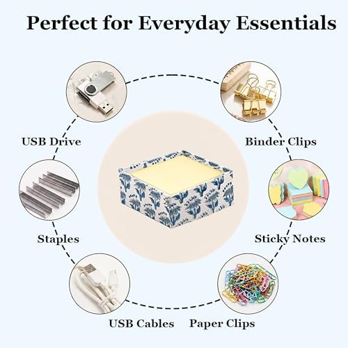 CPC Apatite Blue Block Print Desk Organizer Memo Note Pad Holder - Image 6