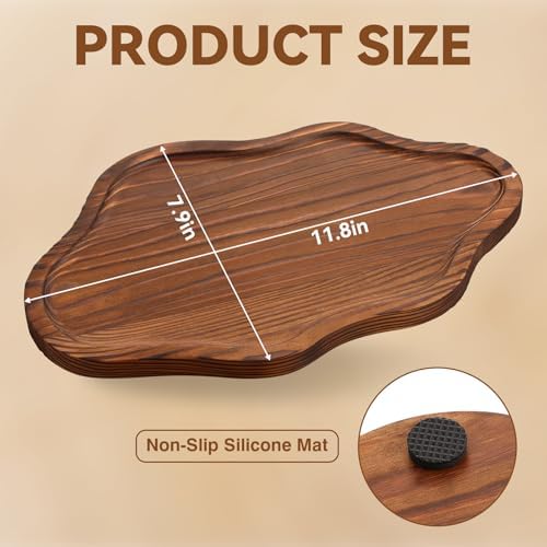 Small Decorative Tray Wood Decorative Serving Tray for Candles Perfume, Cloud Wooden Jewelry Tray Trinket Dish, Wooden Trays for Coffee Table Home Decor - Image 4