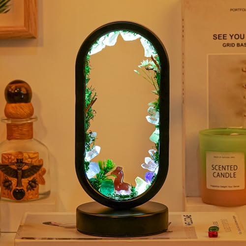 Runyangshi Natural Crystal Forest Lamp LED Oval Night Light, USB Tri‑Color Adjustable Bionic Light Ambient Lamp for Bedroom Living Room, Home Decoration Christmas Gift by Runyangshi