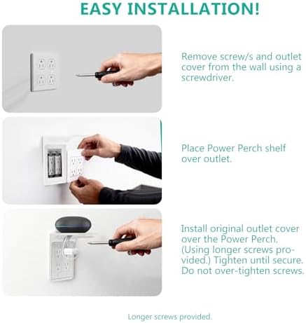WALI Double Outlet Shelf Wall Holder – Bathroom Shelf Duplex for Electric Toothbrush, HomePod Mini, Echo Dot & Phone Charging – White (DLS001) - Image 4
