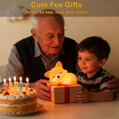 Fox Lamp, Fox Cute Night Light Gifts, Rechargeable Bedside Nightlight, Dimmable Squishy Silicone Animal Touch Lamp, Baby Room Decor, Small Night Light for Kids Teens Boys Girls Lovers - Image 6