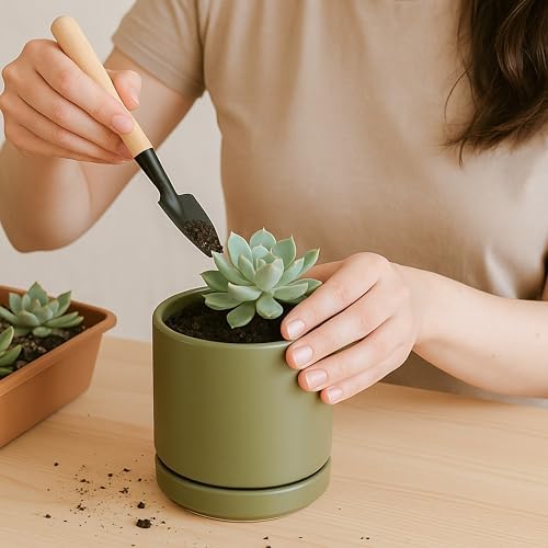 D'vine Dev 3.5 Inch Ceramic Planter Pot, Olive, 94-O-A-J - Image 6