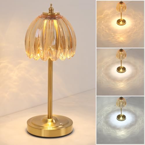 Shenmoyl Small TulipTable Lamp, 3 Color Temperatures, Table Lamps for Living Room, Bedroom, Nightstand (Amber Tulip) by Shenmoyl