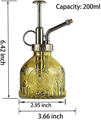 Plant Mister Glass Spray Bottle Small Plant Watering Can 6.4" Tall Retro Indoor Watering Can Bronze Plastic Top Pump for Garden Indoor Plant Sprayer - Image 2