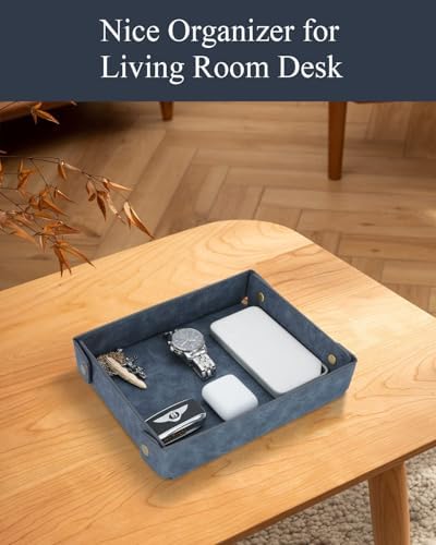 CASIRENA Faux Leather Valet Tray Organizer for Men - Catch-All Tray for Entryway Table Key, Wallet, Watch, Coin Change, Phone, Dresser EDC Dump Jewelry, Bedside Nightstand Desk-top - Image 7