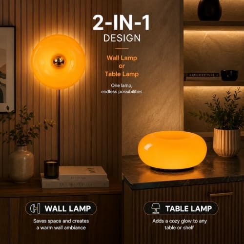 Modern Orange Donut Lamp with Remote Control, Plug-in Table or Wall Light, Mid Century Modern Aesthetic Room Decor, Dimmable Ambient Lighting for Bedroom, Living Room & Home - Image 6
