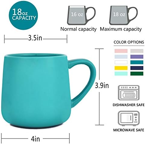 Bosmarlin Large Glossy Ceramic Coffee Mug, Tea Cup for Office and Home, 18 oz, Suitable for Dishwasher and Microwave, 1 Pack (Aquamarine) - Image 3