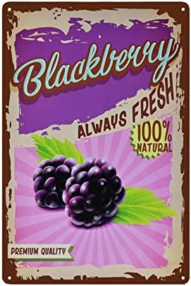 Vintage Blackberry Tin Sign - Fruit Metal sign - Retro Decorative Sign Wall Decor Home Decor by TREEPERI
