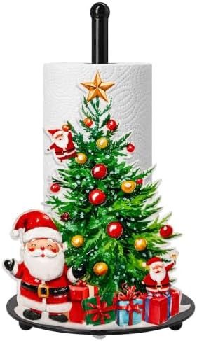 Christmas Tree Paper Towel Holder, Santa Claus Xmas Trees Decor for Countertop Cute Vintage Home Table Accessories, Housewarming Birthday Gifts by Taesun