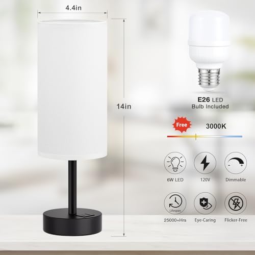 Dicoool Bedside Table Lamp for Bedroom - 3-Way Dimmable Touch Lamp, USB A+C - Image 5