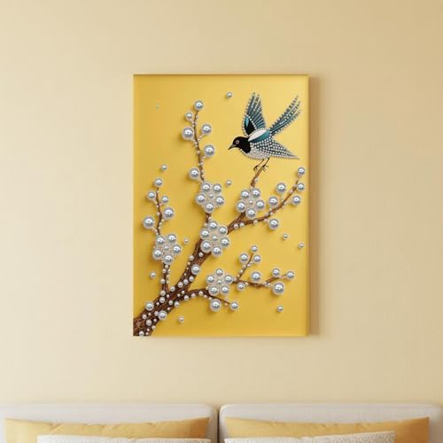 DIY Pearl Painting with Frame, Creative Design, Handmade Stress-Relieving Home Wall Decoration, Includes Frame and Tools-Bird - Image 3