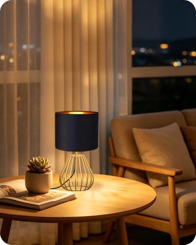 Black and Gold Table Lamp,12.6" Small Bedside Lamp with Bulb - Image 4