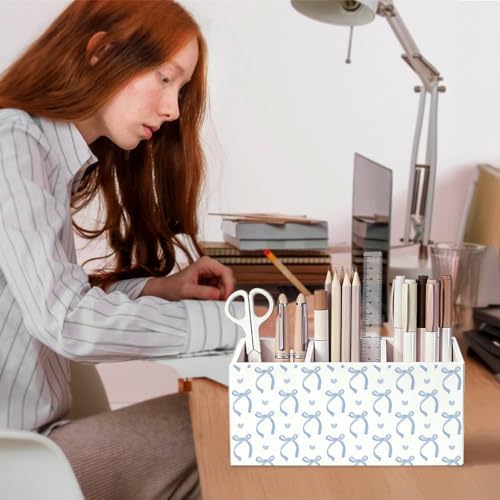 Coquette Blue Bow Pen Pencil Holder for Desk Decor - Image 4