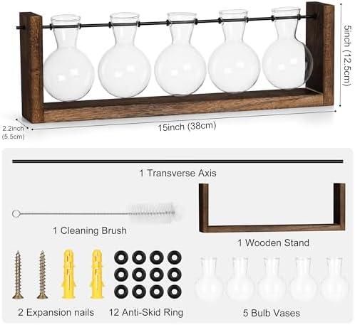 YIBOT Wall Hanging Glass Planter Plant Propagation Vase-5 Bulb Glass Vases - Image 2