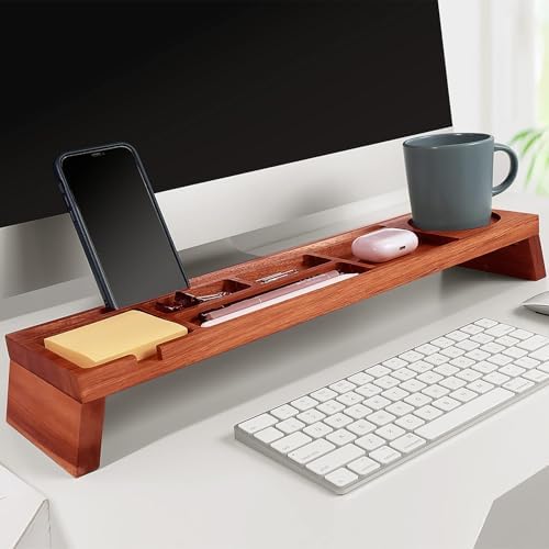 Linwnil Natural Wood Desk Organizer - Multi-Compartment Wooden Organizers for Home, Office, Cubicle Accessories - Table Caddy for Desktop and Workspace - Pencil Storage Tray - Image 5